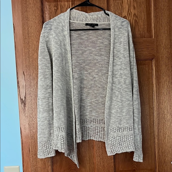 Tahari Creme Pointelle Loose Knit Open Front Cardigan Sweater - Size XL - Picture 1 of 16